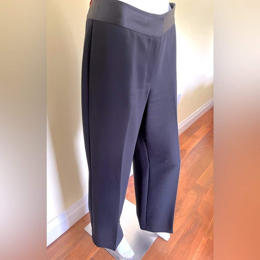 Talbots Heritage style black dress pants with black satin waist line US 10
